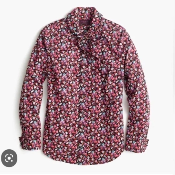 J. Crew Liberty Art Fabrics Floral Tie Neck Sarah Button Front Blouse Shirt 6 - Picture 8 of 8